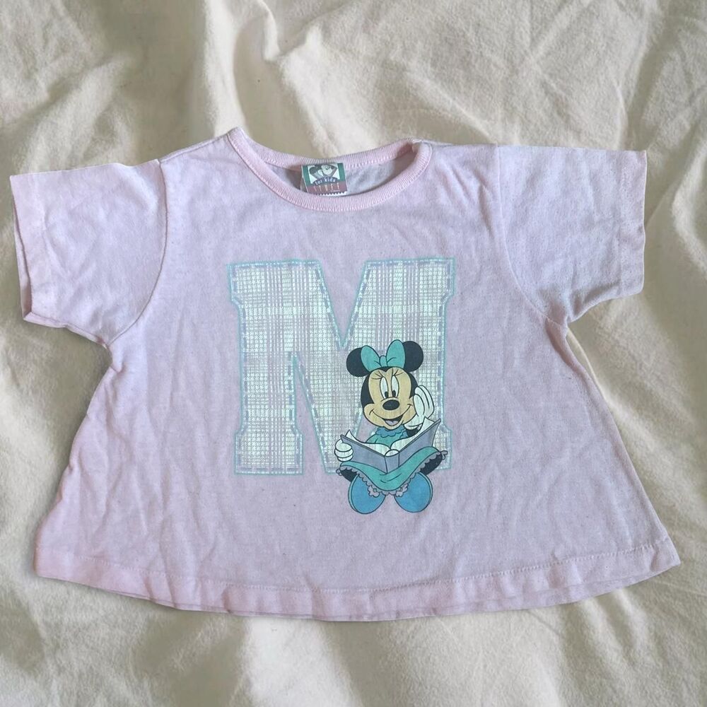 Vintage Y2K Disney Minnie Mouse Character Pink Baby Kids Tee • 4T